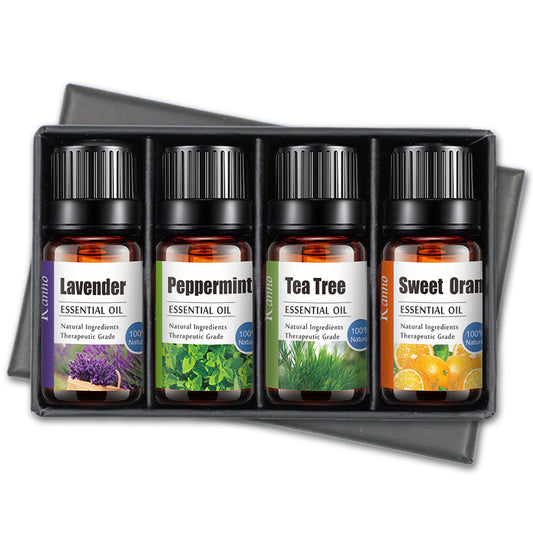 Set of 4 essential oils for massage or aromatherapy