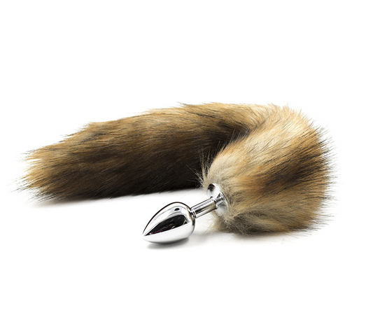 Brown Fox Tail Stainless Steel Butt Plug